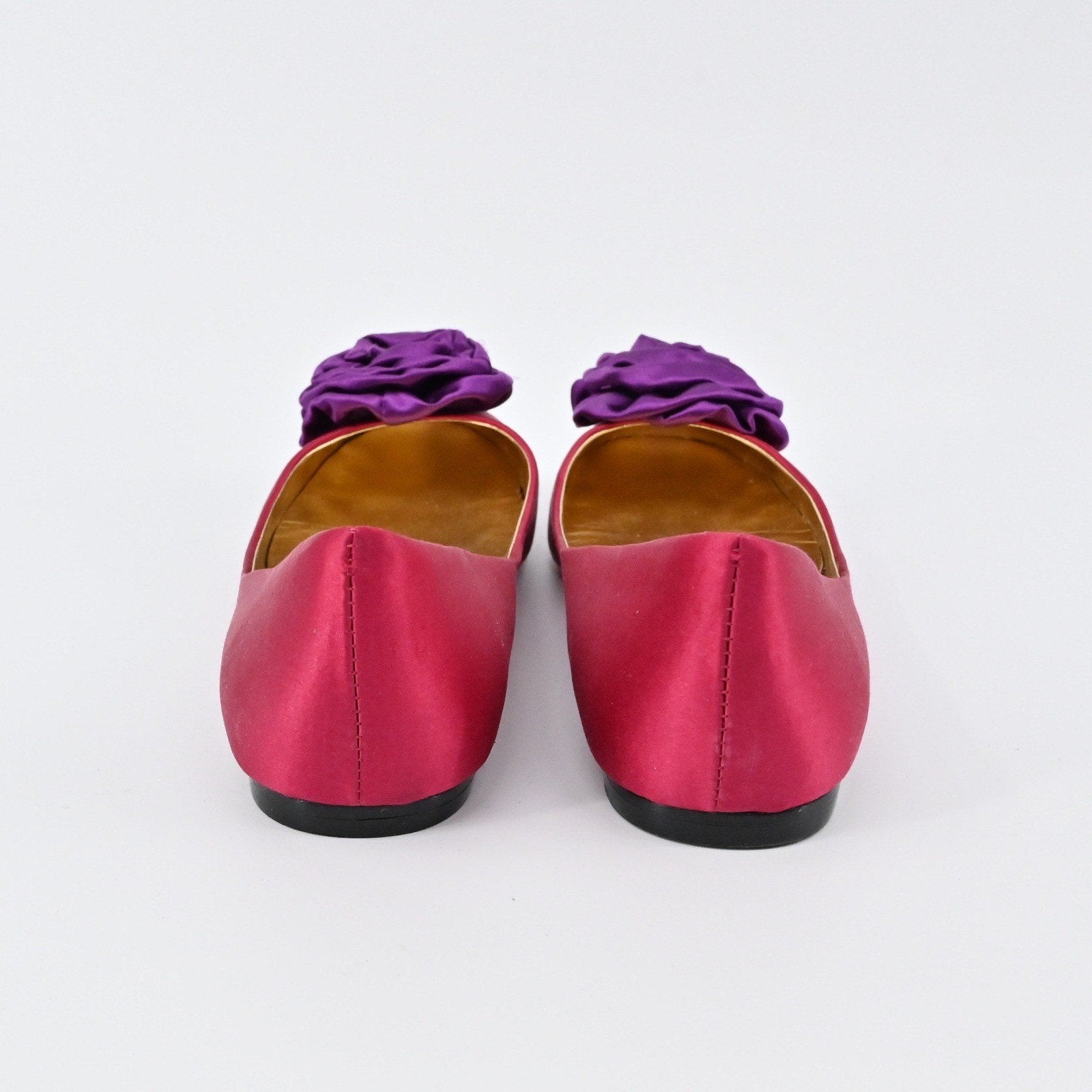 Vtg DANI BLACK Pink Flower Flats