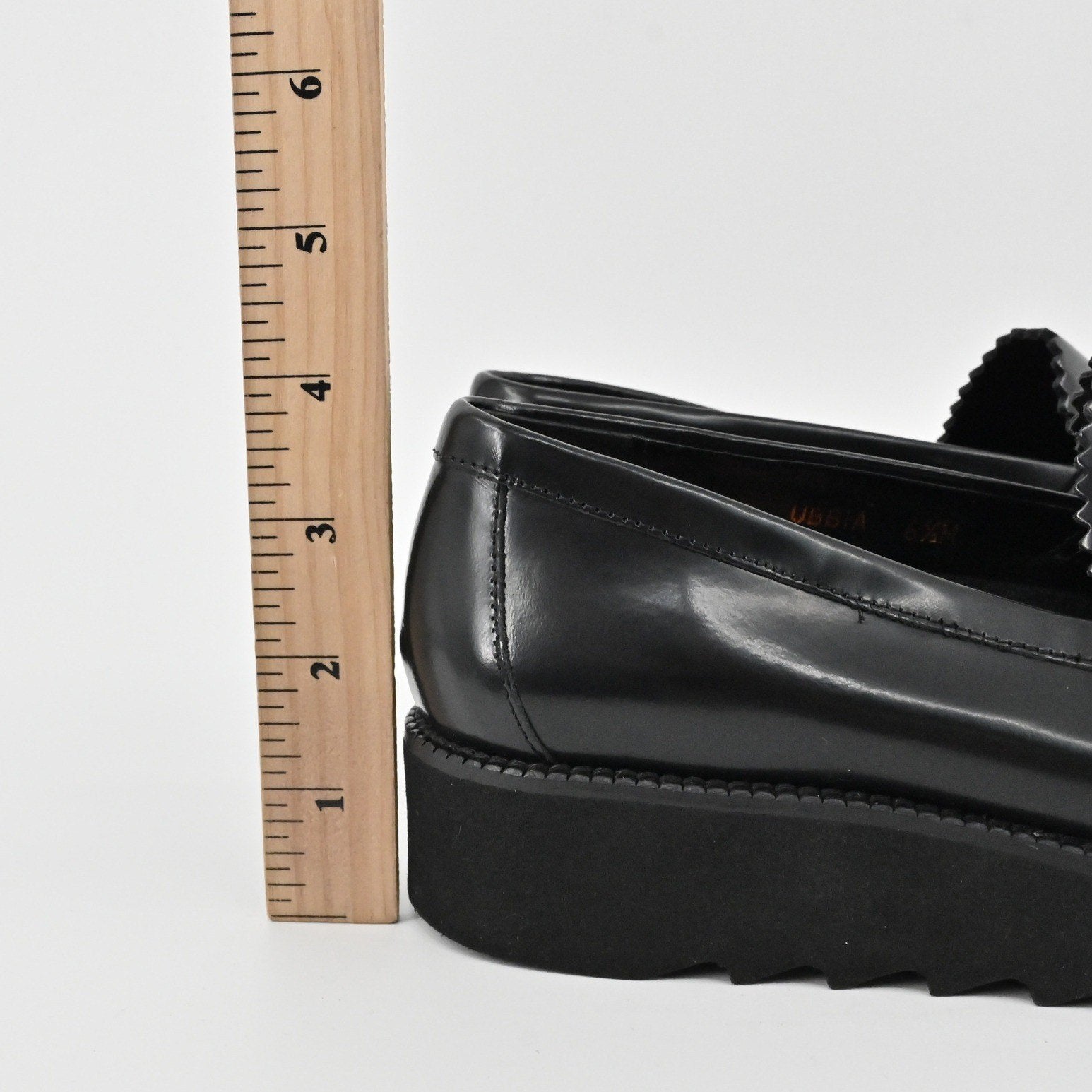 Donald J Pliner Platform Penny Loafers Womens Size 6.5 Black Leather Lug Sole