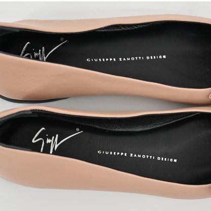 Giuseppe Zanotti Leather Bow Flats Womens Size 36.5 Nude Ballet Quiet Luxury