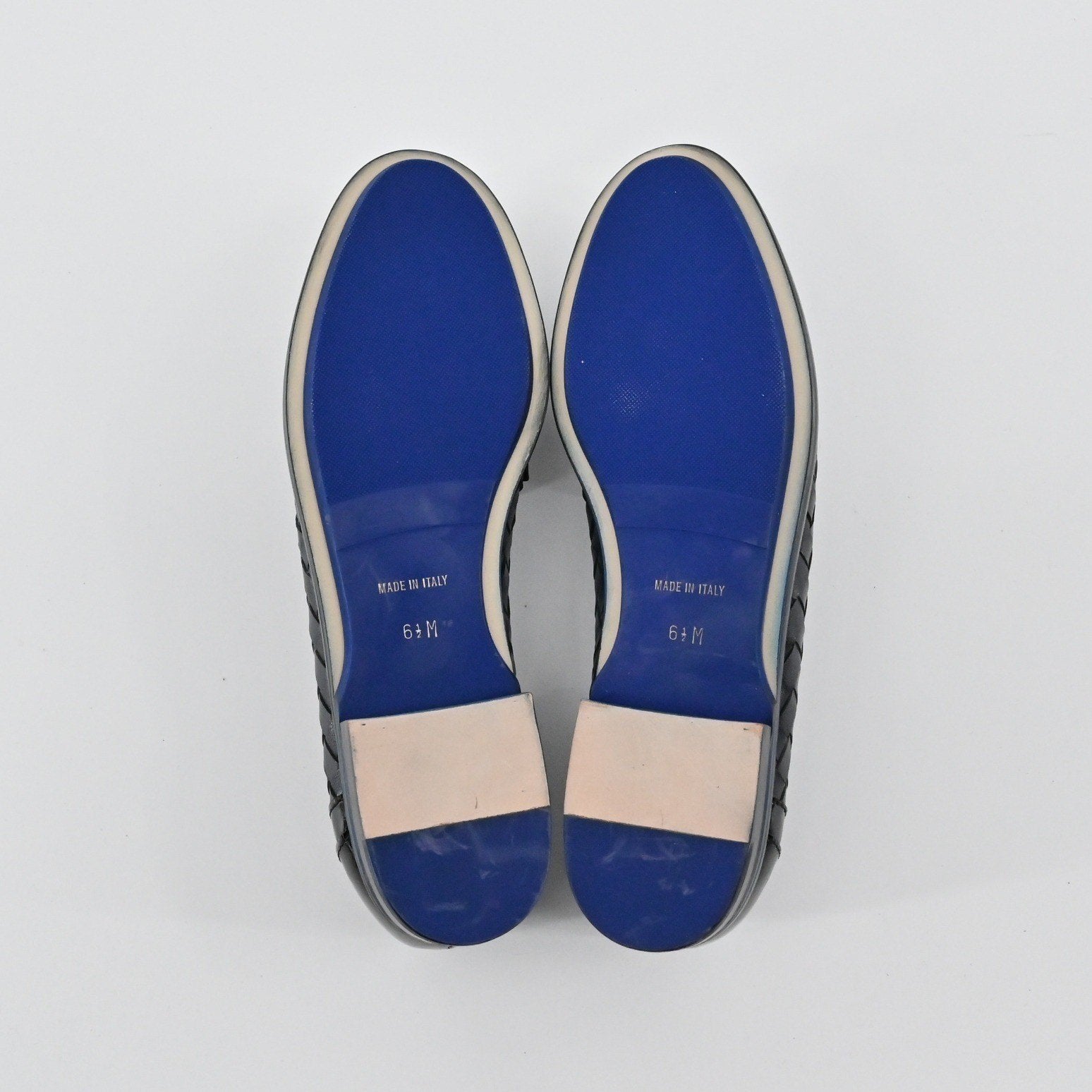 Sesto Meucci Woven Leather Penny Loafers Womens Size 6.5 Navy Italy Luxury Chic