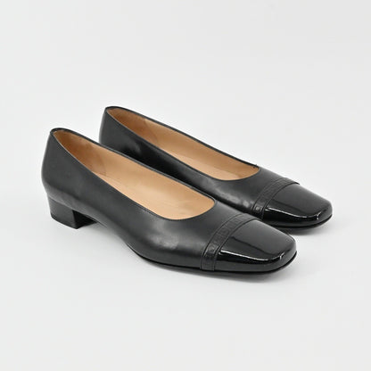 Salvatore Ferragamo Block Heel Pumps Womens Size 6.5B Black Leather Classic Luxe