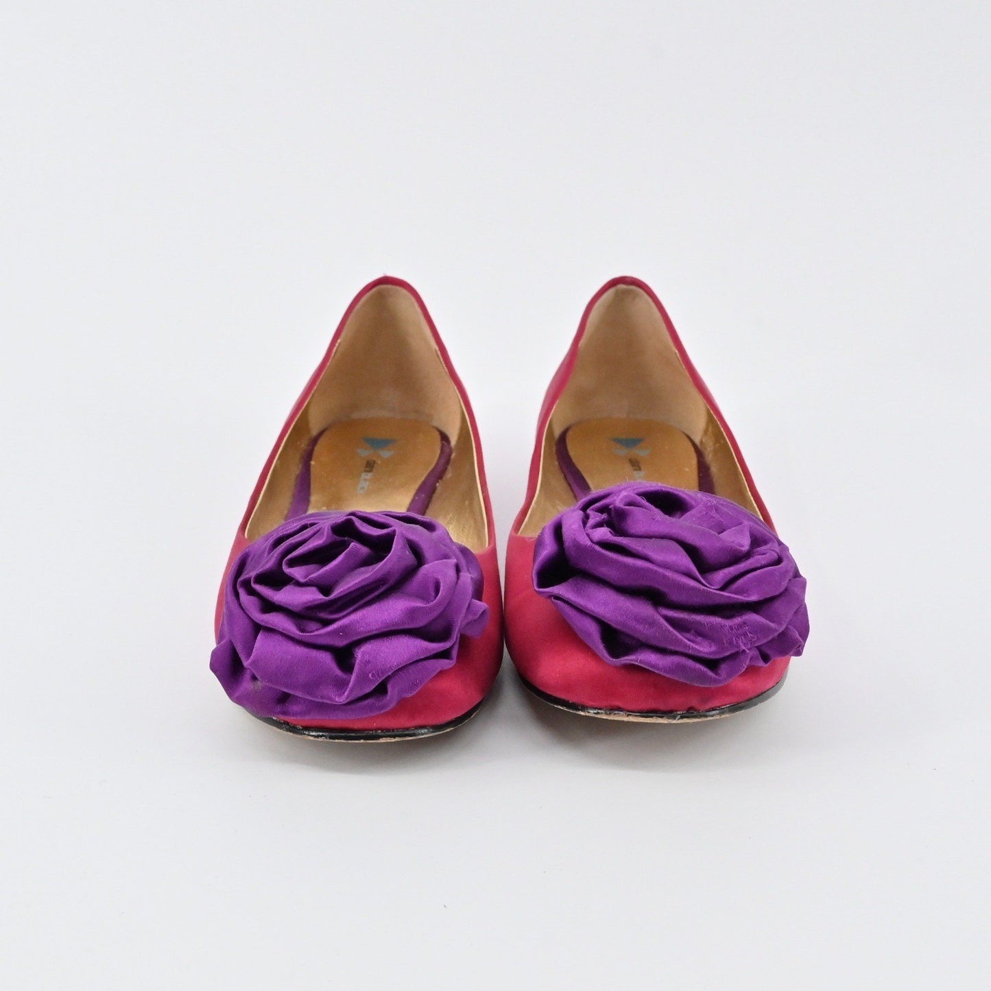 Vtg DANI BLACK Pink Flower Flats