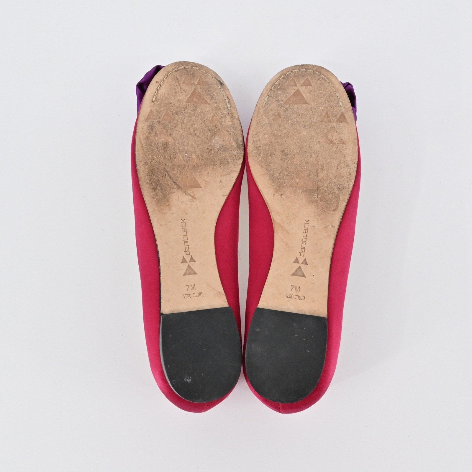 Vtg DANI BLACK Pink Flower Flats