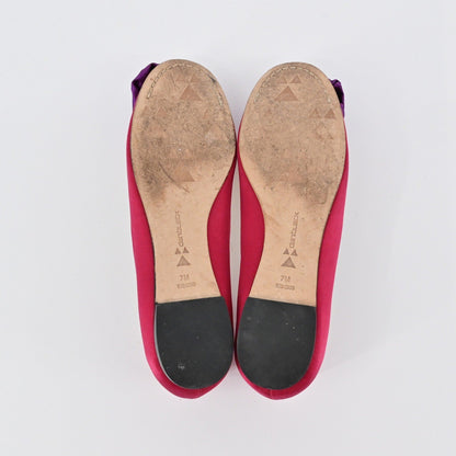 Vtg DANI BLACK Pink Flower Flats