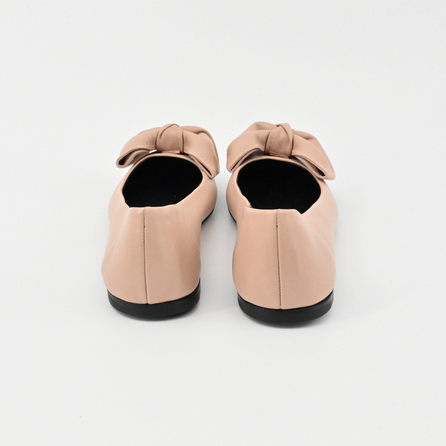 Giuseppe Zanotti Leather Bow Flats Womens Size 36.5 Nude Ballet Quiet Luxury