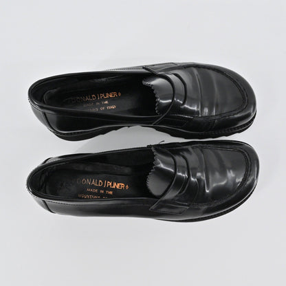 Donald J Pliner Platform Penny Loafers Womens Size 6.5 Black Leather Lug Sole