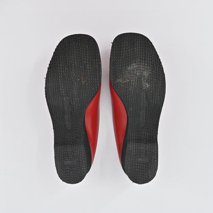 Salvatore Ferragamo Slide Wedges Womens Size 7B Red Logo Open Toe Comfort Preppy