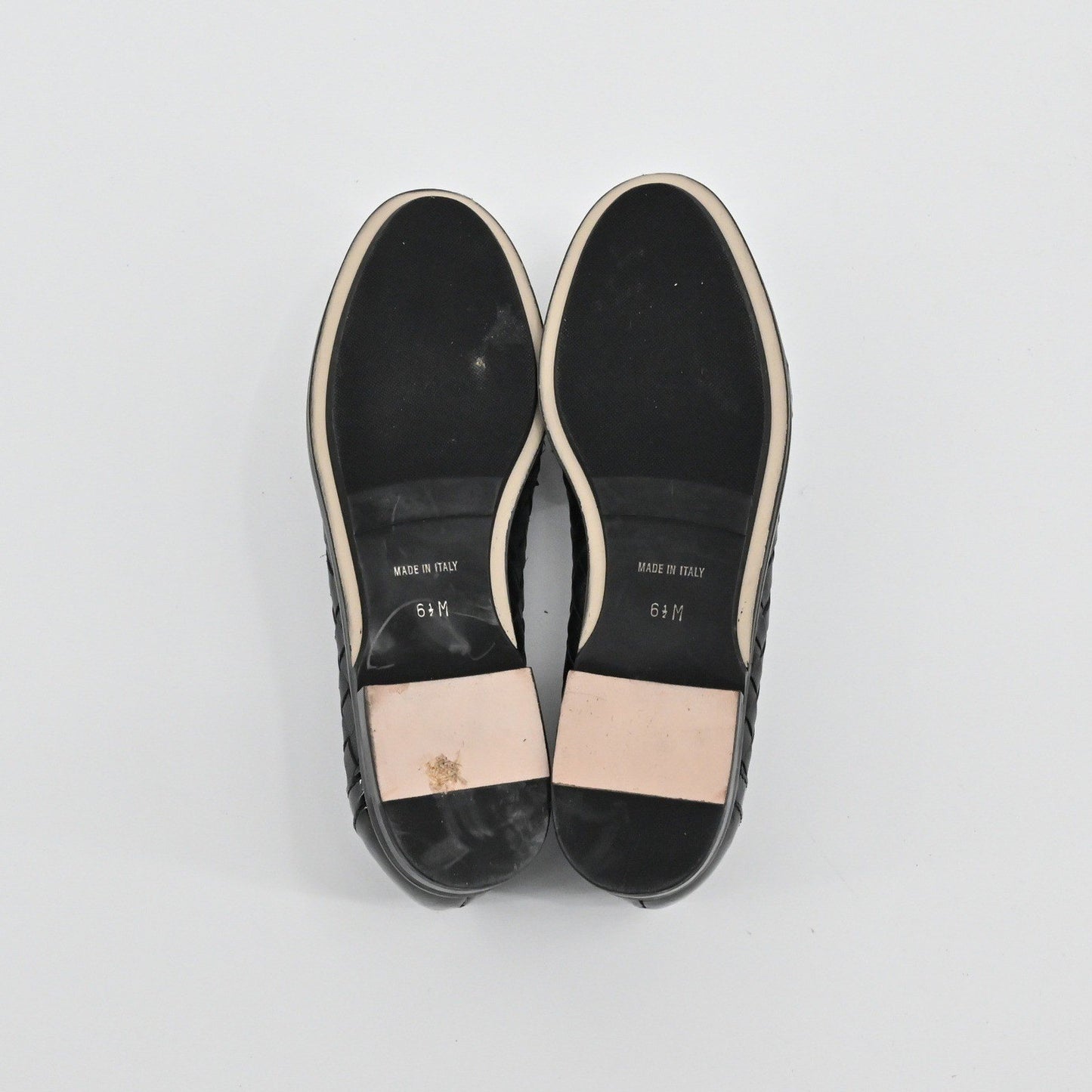 Sesto Meucci Woven Leather Penny Loafers Womens Size 6.5 Black Italy Luxury Chic