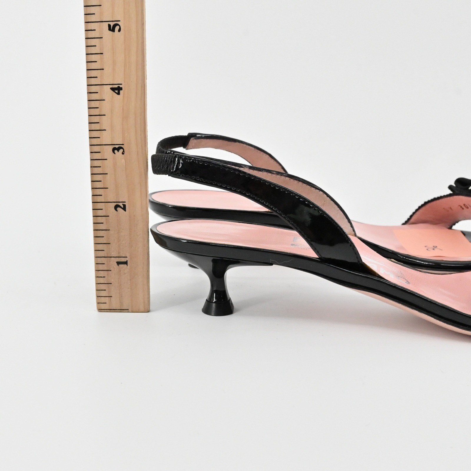 Salvatore Ferragamo Slingback Heels Womens Size 6.5 Black Patent Bow Elegant