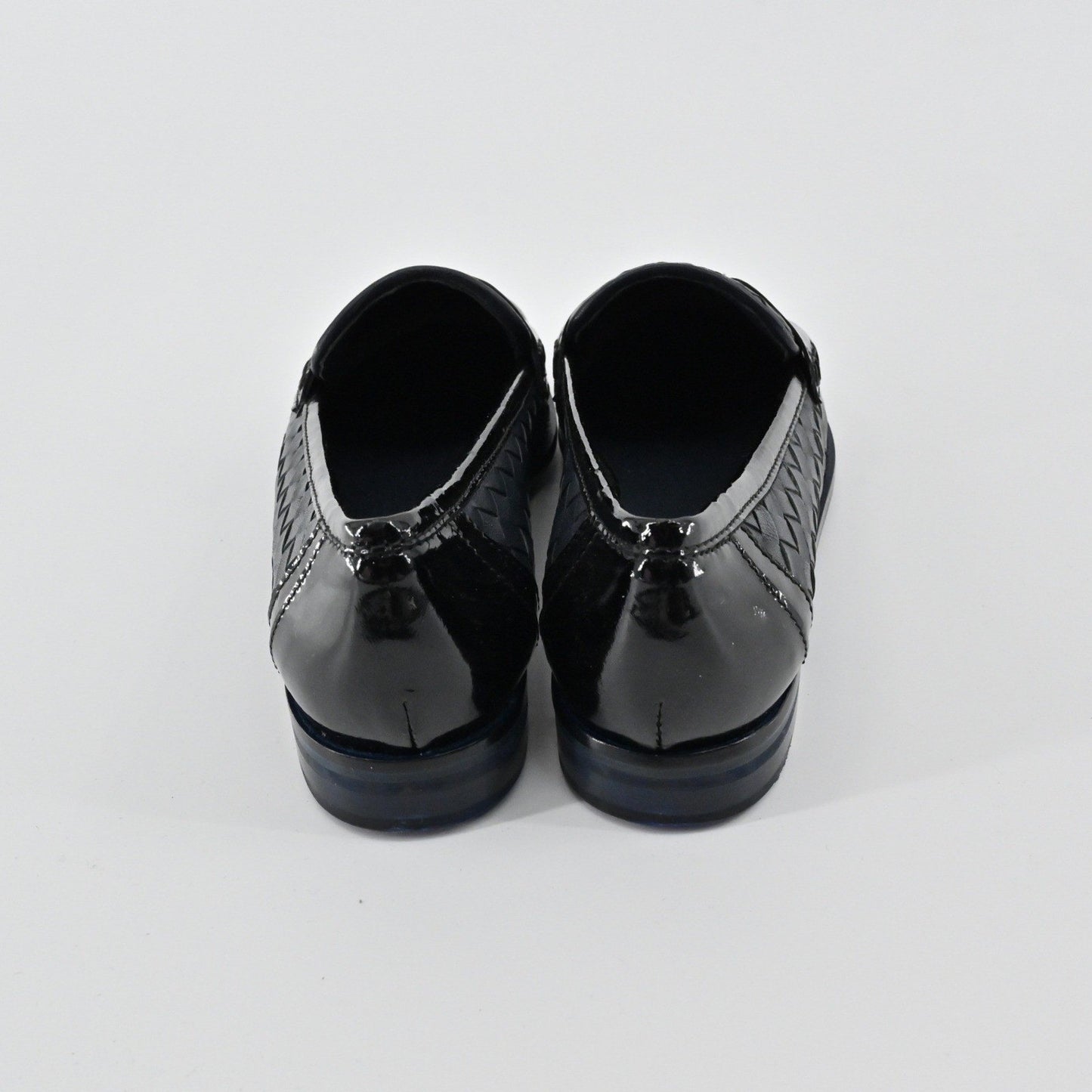 Sesto Meucci Woven Leather Penny Loafers Womens Size 6.5 Navy Italy Luxury Chic