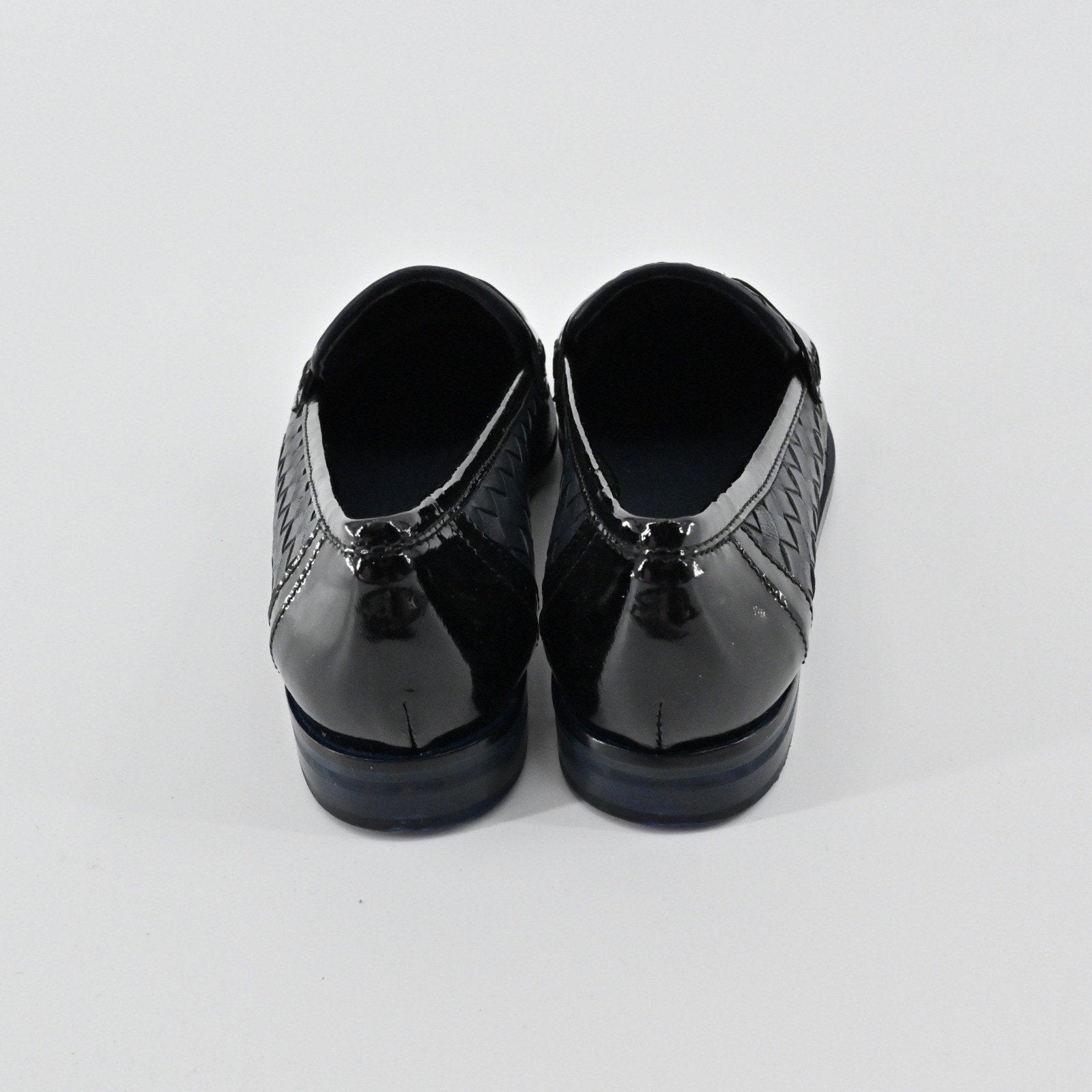 Sesto Meucci Woven Leather Penny Loafers Womens Size 6.5 Navy Italy Luxury Chic