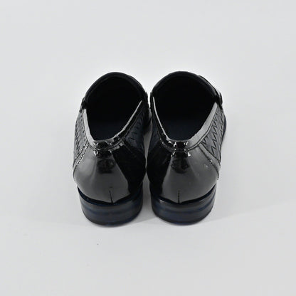 Sesto Meucci Woven Leather Penny Loafers Womens Size 6.5 Navy Italy Luxury Chic