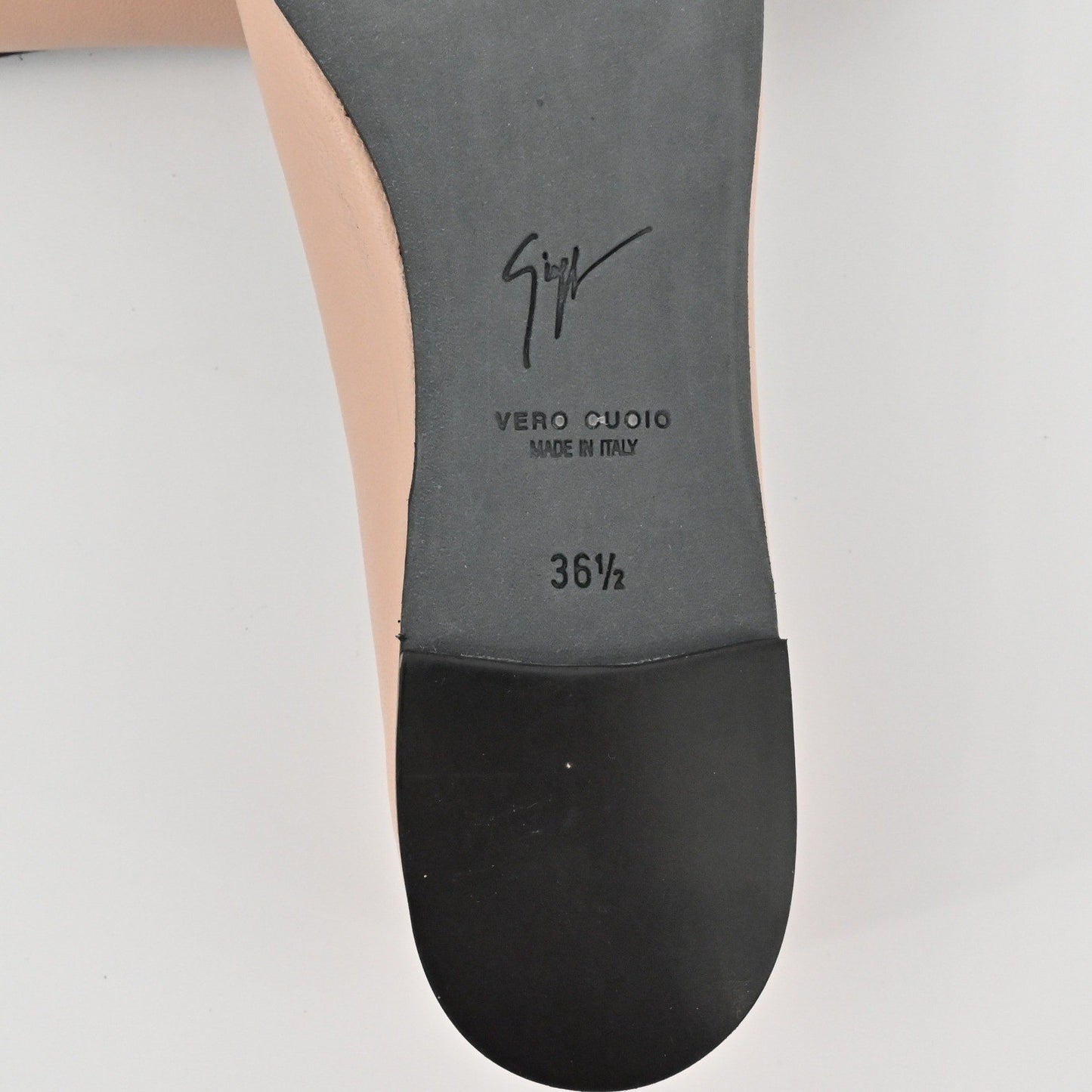 Giuseppe Zanotti Leather Bow Flats Womens Size 36.5 Nude Ballet Quiet Luxury