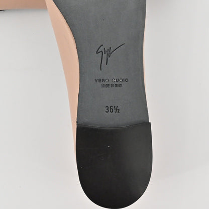 Giuseppe Zanotti Leather Bow Flats Womens Size 36.5 Nude Ballet Quiet Luxury