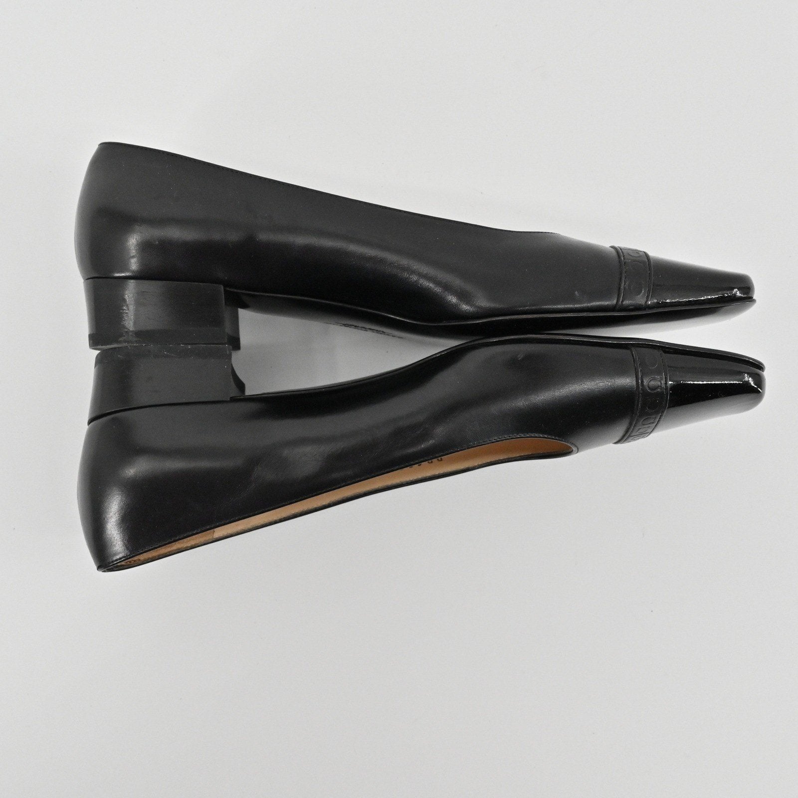 Salvatore Ferragamo Block Heel Pumps Womens Size 6.5B Black Leather Classic Luxe