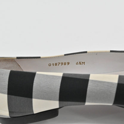 Delman Gingham Ballet Flats Womens Size 6.5 Black White Check Slip On Vtg 90s