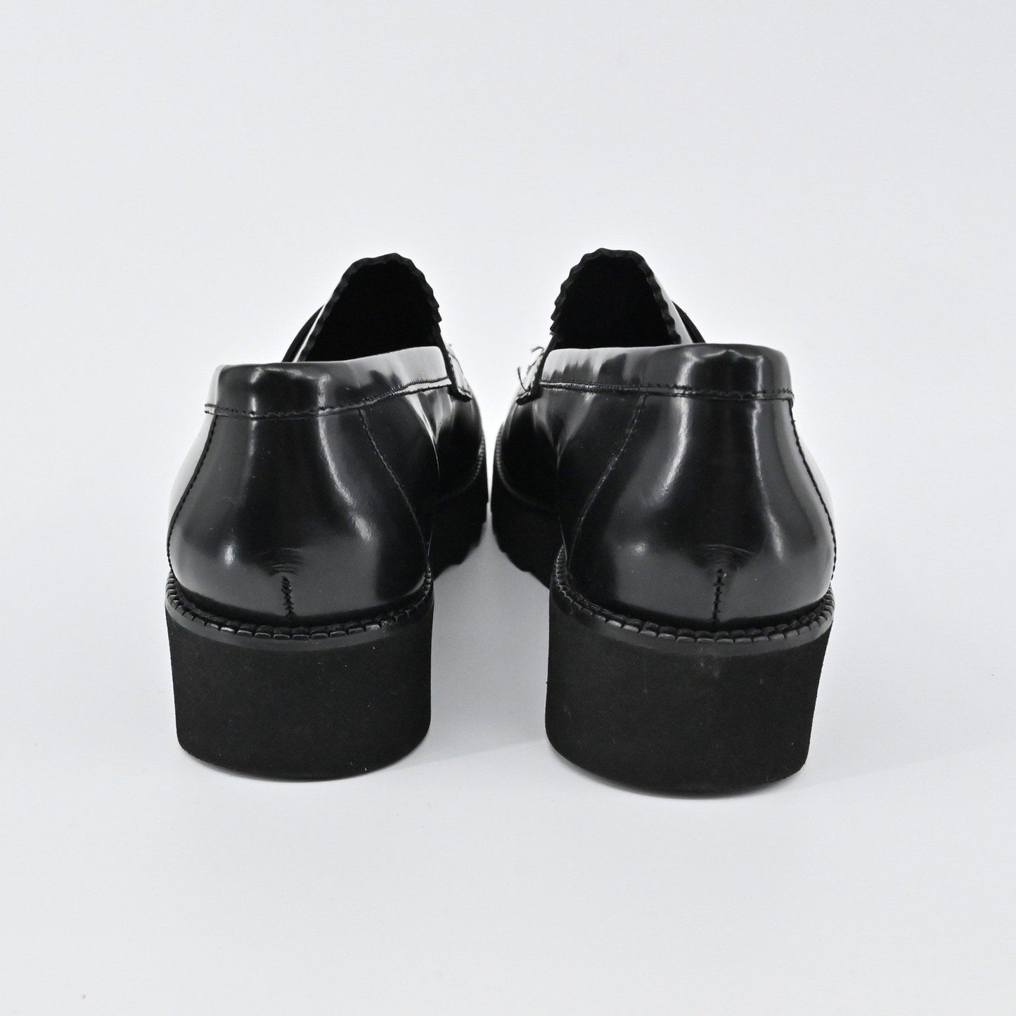 Donald J Pliner Platform Penny Loafers Womens Size 6.5 Black Leather Lug Sole