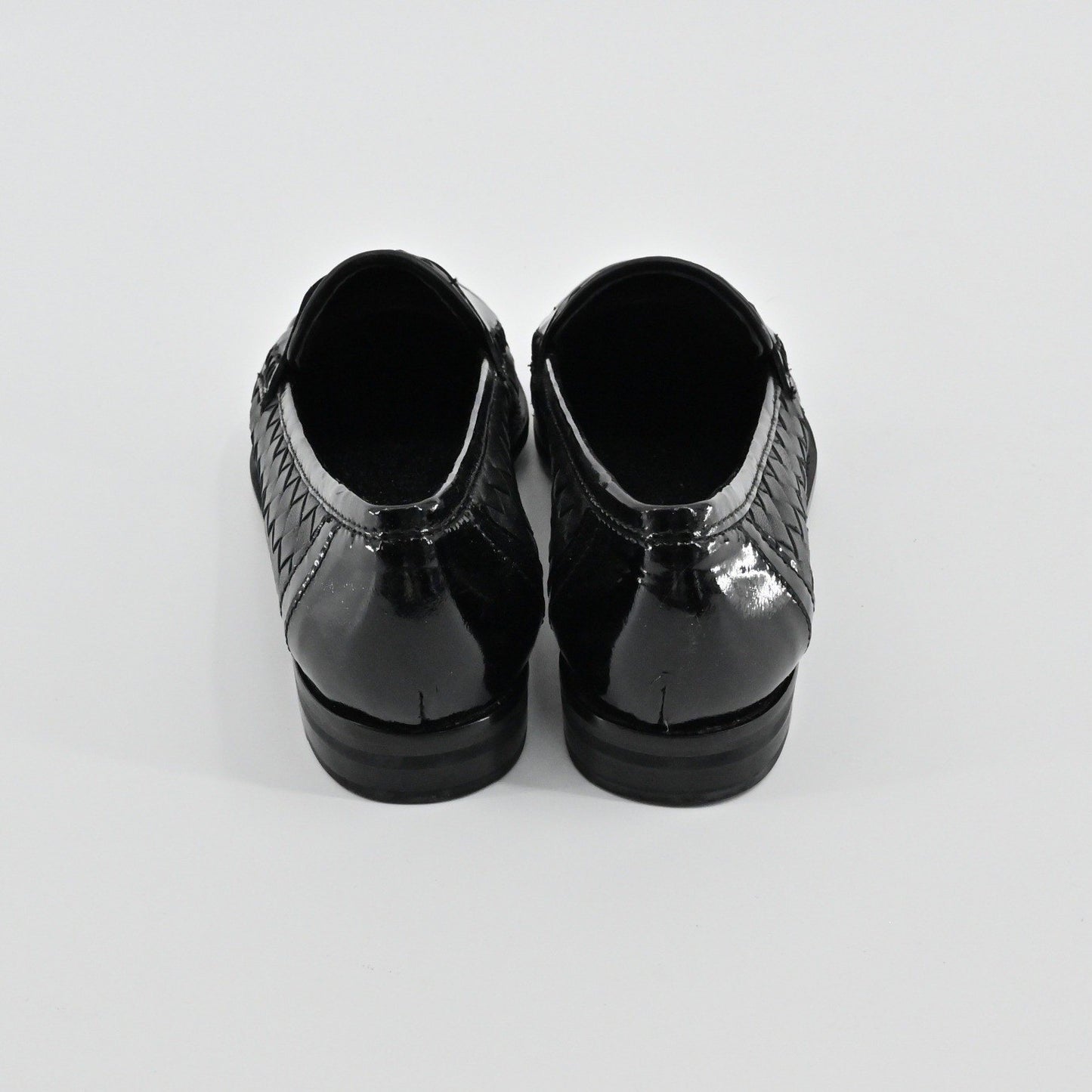 Sesto Meucci Woven Leather Penny Loafers Womens Size 6.5 Black Italy Luxury Chic