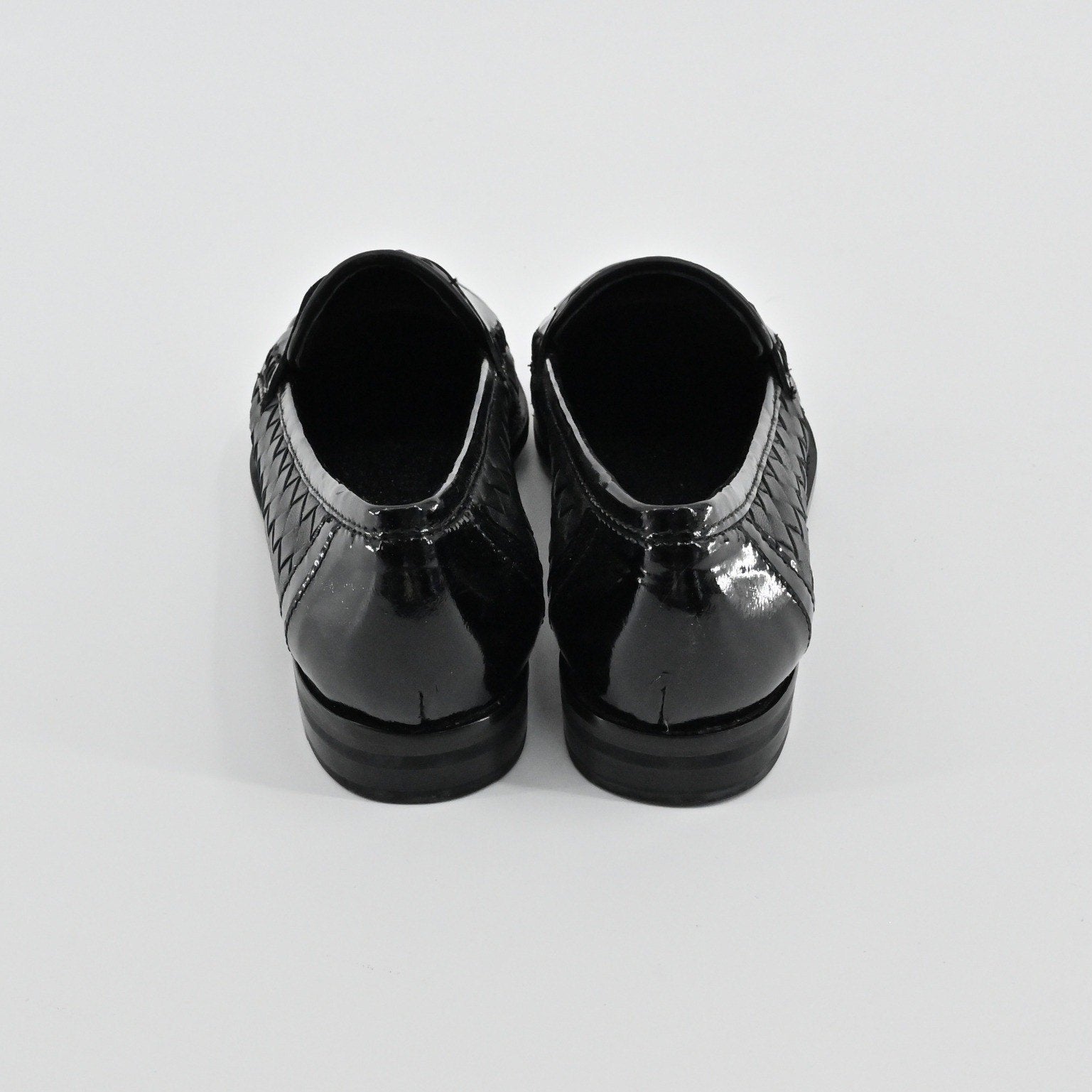 Sesto Meucci Woven Leather Penny Loafers Womens Size 6.5 Black Italy Luxury Chic