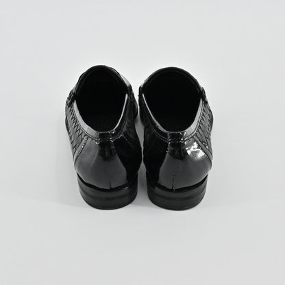 Sesto Meucci Woven Leather Penny Loafers Womens Size 6.5 Black Italy Luxury Chic