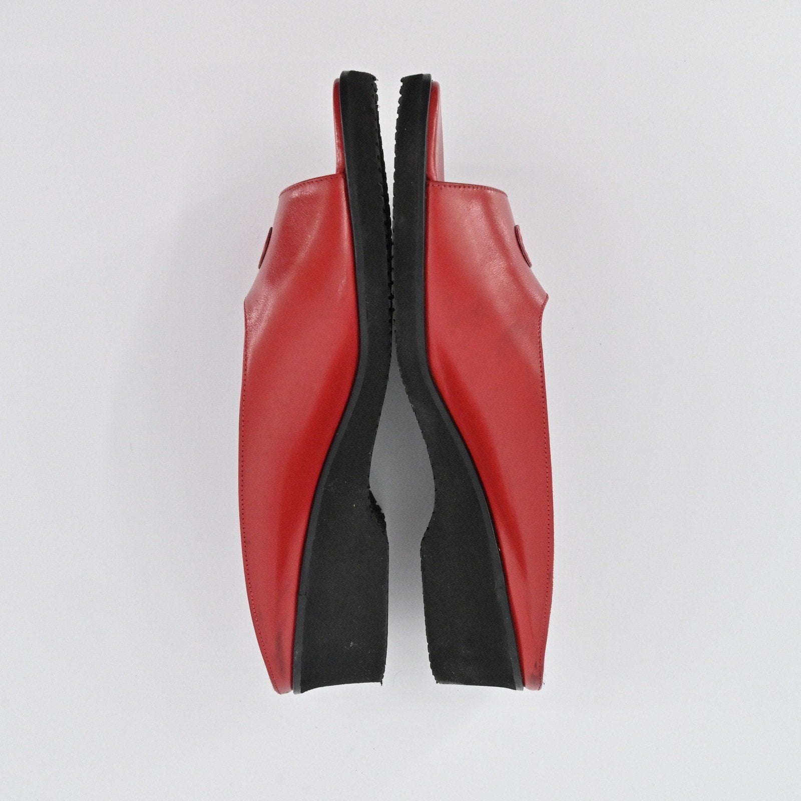 Salvatore Ferragamo Slide Wedges Womens Size 7B Red Logo Open Toe Comfort Preppy