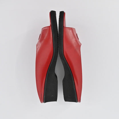 Salvatore Ferragamo Slide Wedges Womens Size 7B Red Logo Open Toe Comfort Preppy