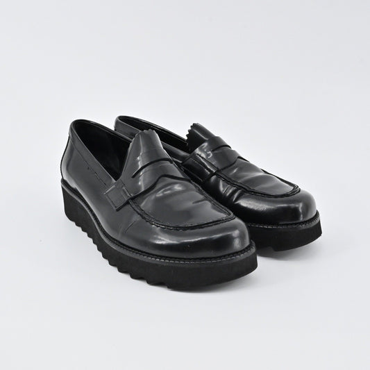 Donald J Pliner Platform Penny Loafers Womens Size 6.5 Black Leather Lug Sole