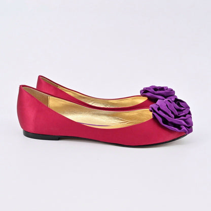 Vtg DANI BLACK Pink Flower Flats