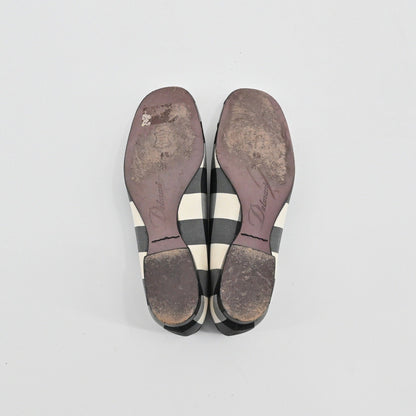 Delman Gingham Ballet Flats Womens Size 6.5 Black White Check Slip On Vtg 90s