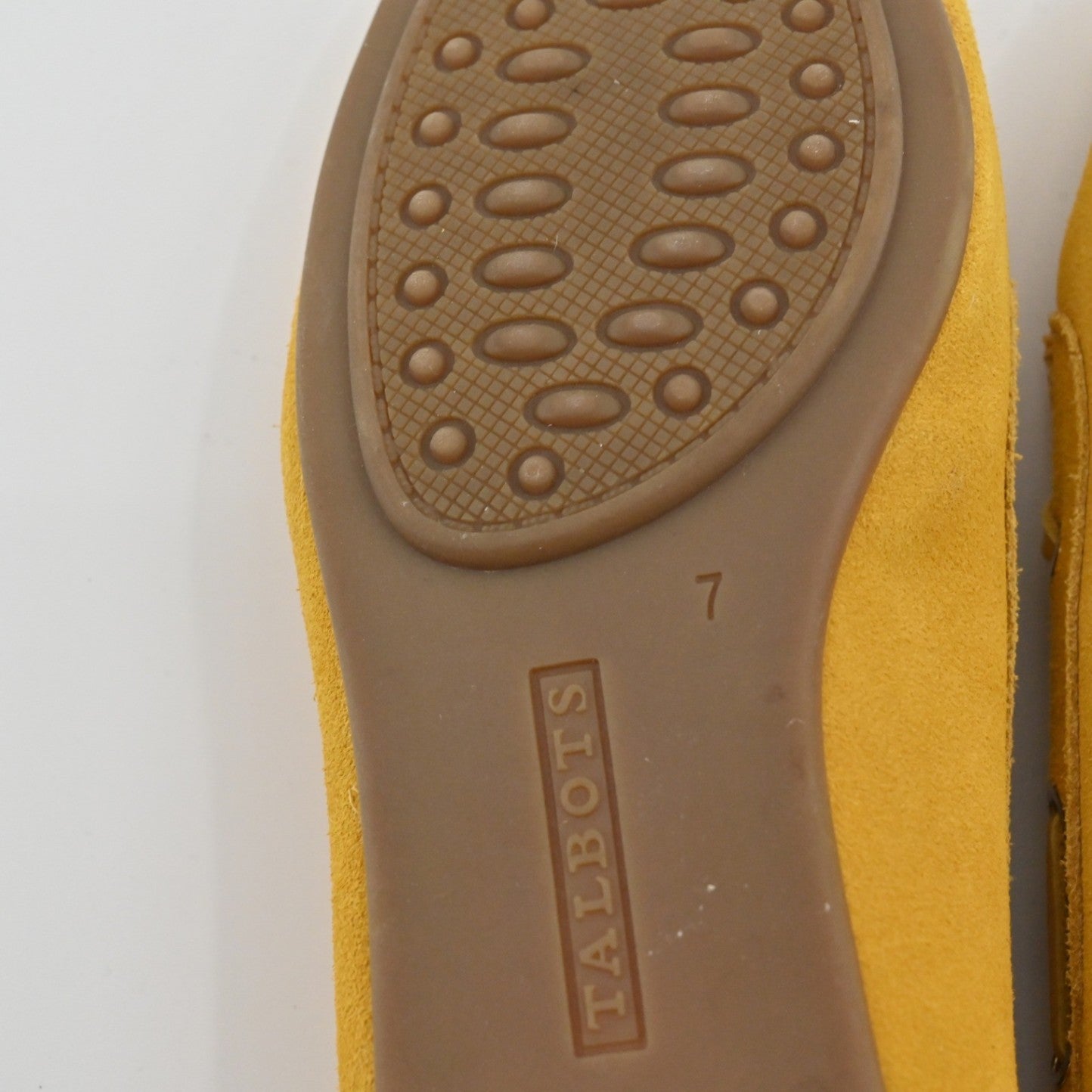 Talbots Tassel Moccasin Loafer Shoes Womens Size 7 Mustard Yellow Suede Leather