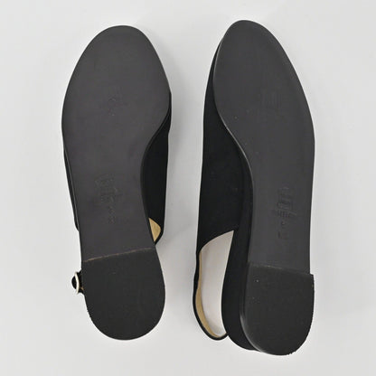 Bruno Magli Slingback Flats Womens Size 6.5B Black Peep Toe Leather Quiet Luxury