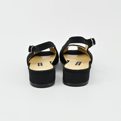 Bruno Magli Slingback Flats Womens Size 6.5B Black Peep Toe Leather Quiet Luxury