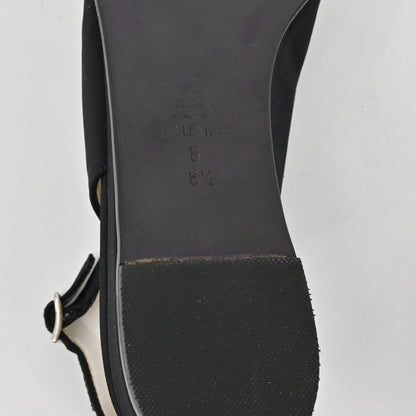 Bruno Magli Slingback Flats Womens Size 6.5B Black Peep Toe Leather Quiet Luxury