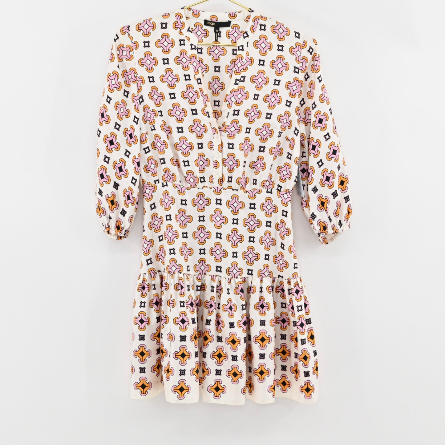 Maje Silk Geometric Dress Size 36