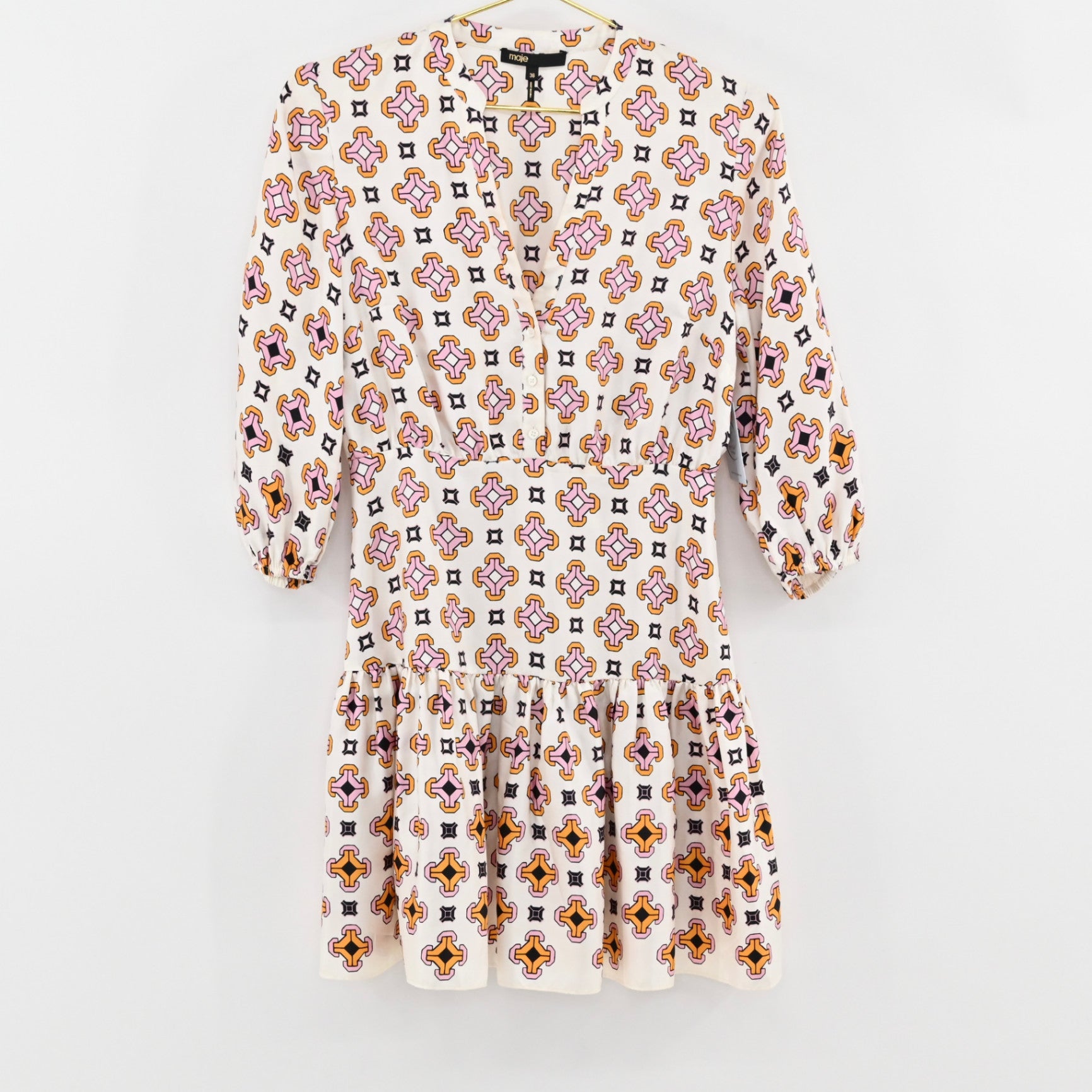 Maje Silk Geometric Dress Size 36