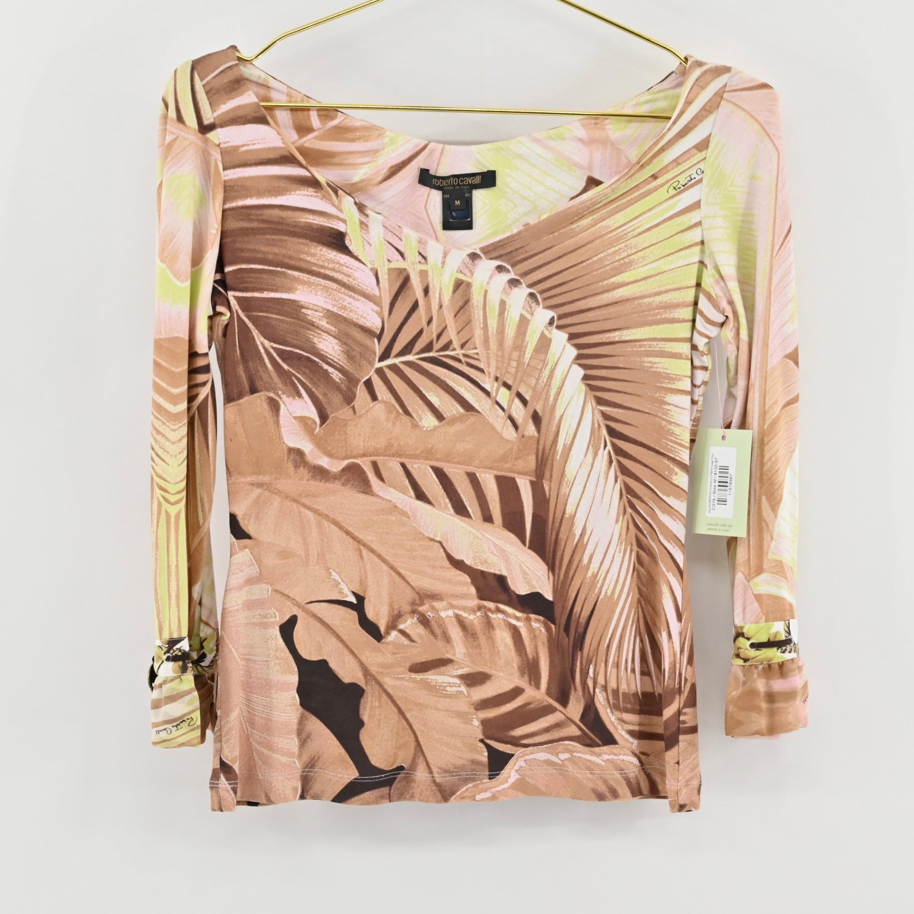 Vtg Roberto Cavalli Palm Leaf Top Size M