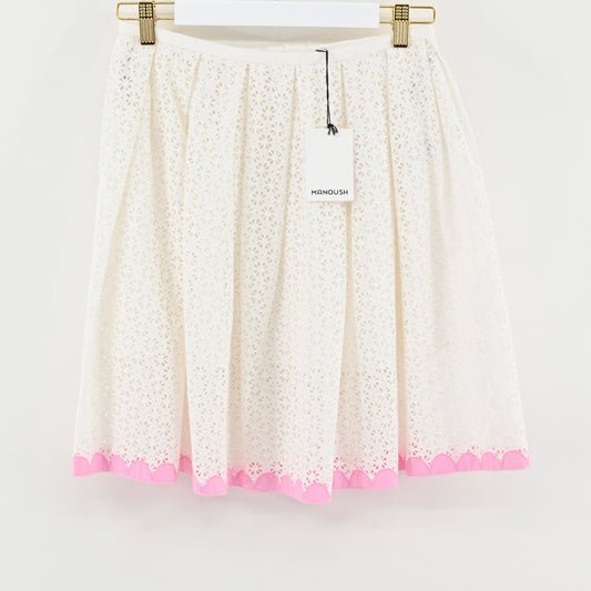 NWT Manoush White Eyelet Skirt Size 40