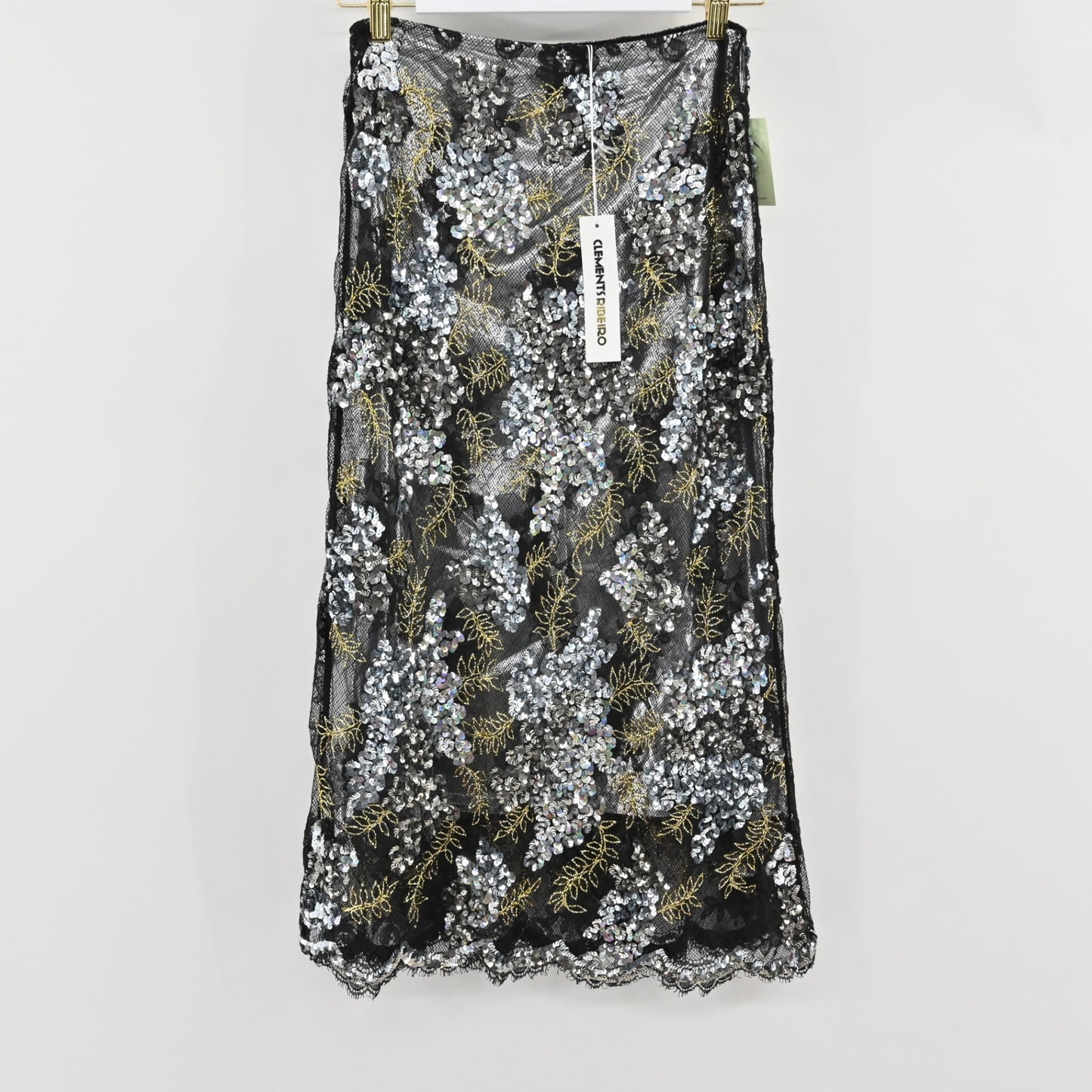 Clements Ribeiro Black Sequin Skirt Size 10