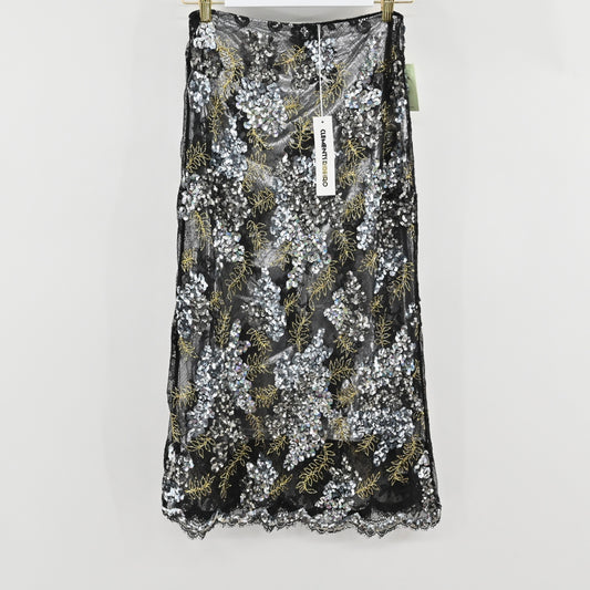 Clements Ribeiro Black Sequin Skirt Size 10