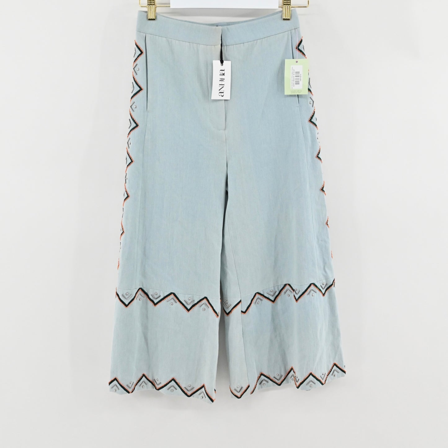 NWT ANHHA Denim Embroidered Culottes