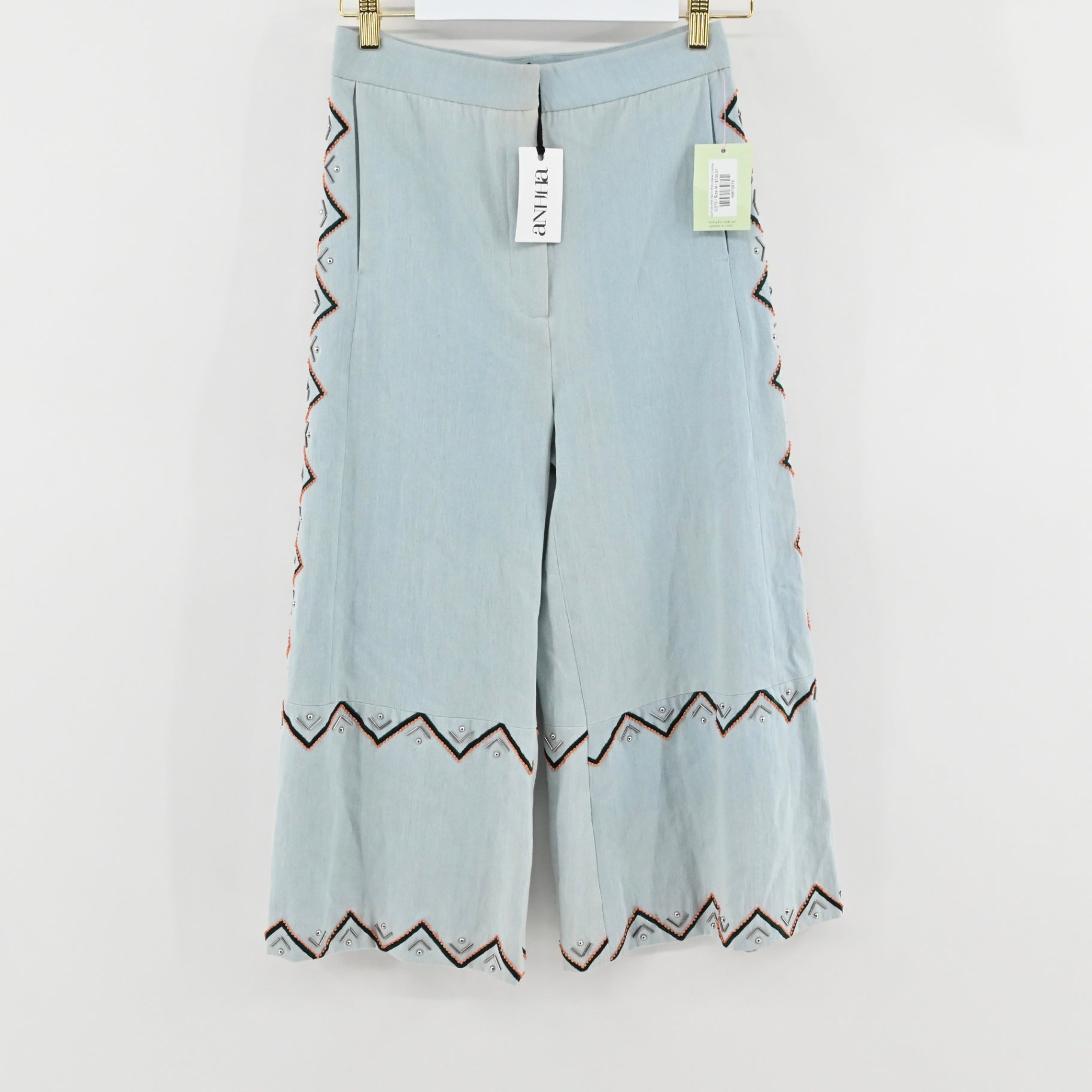 NWT ANHHA Denim Embroidered Culottes