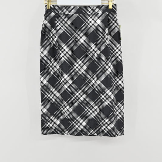 NWT Clements Ribeiro Black Plaid Skirt Size 10