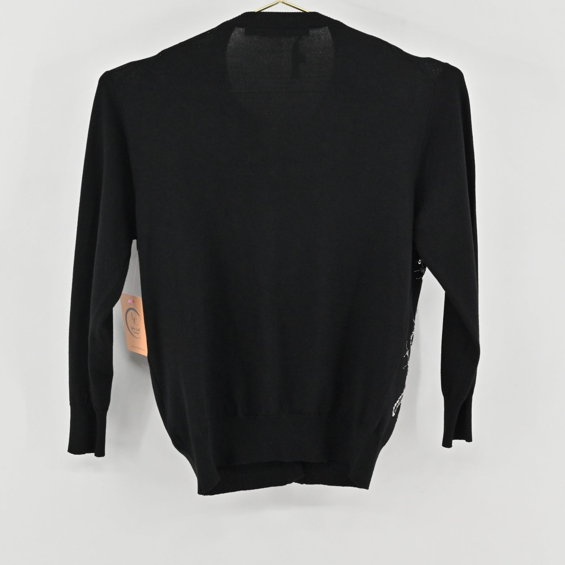L’WREN Scott Black Beaded Cardigan Size L