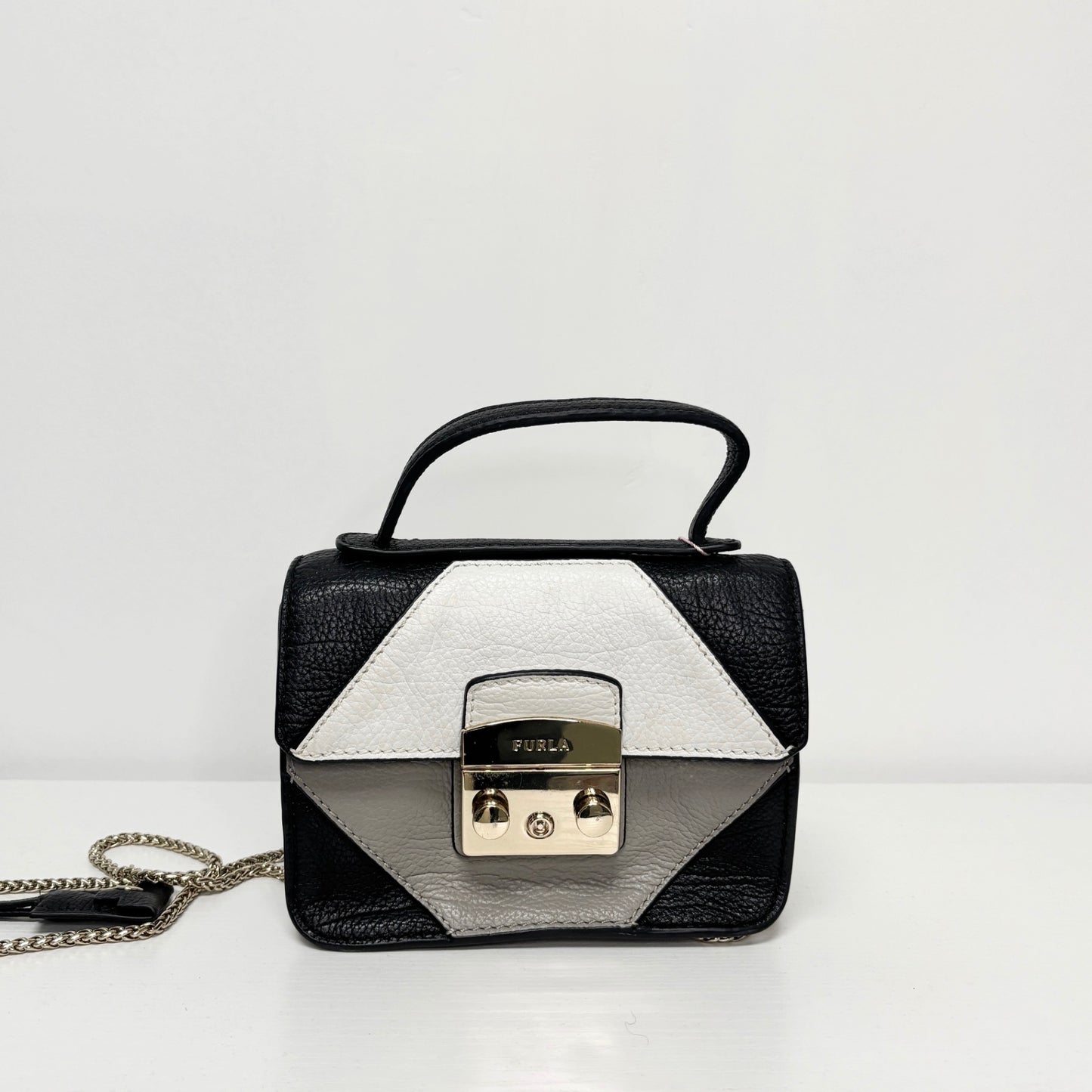 Furla Black White Gray Mini Crossbody