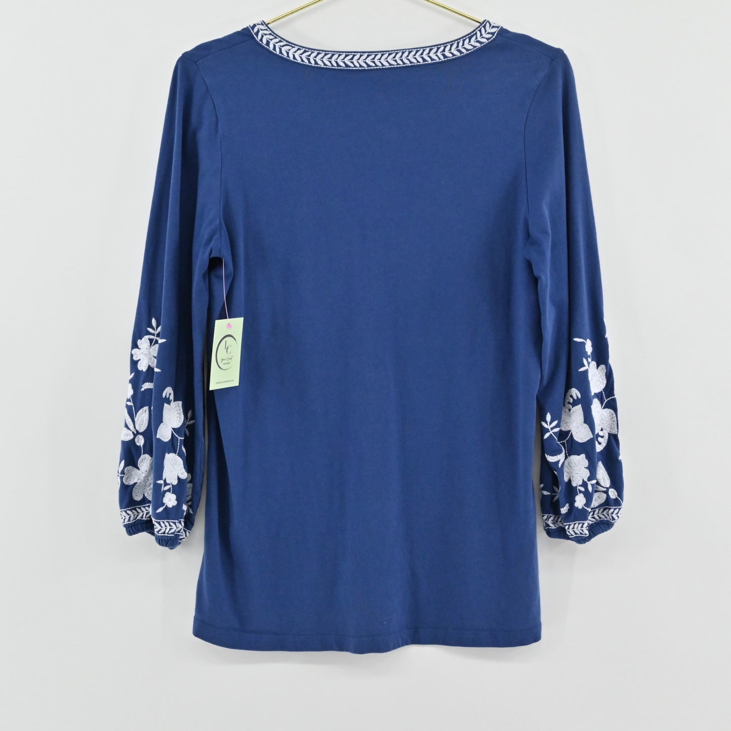 Lilly Pulitzer Blue Embroidered Top Size S