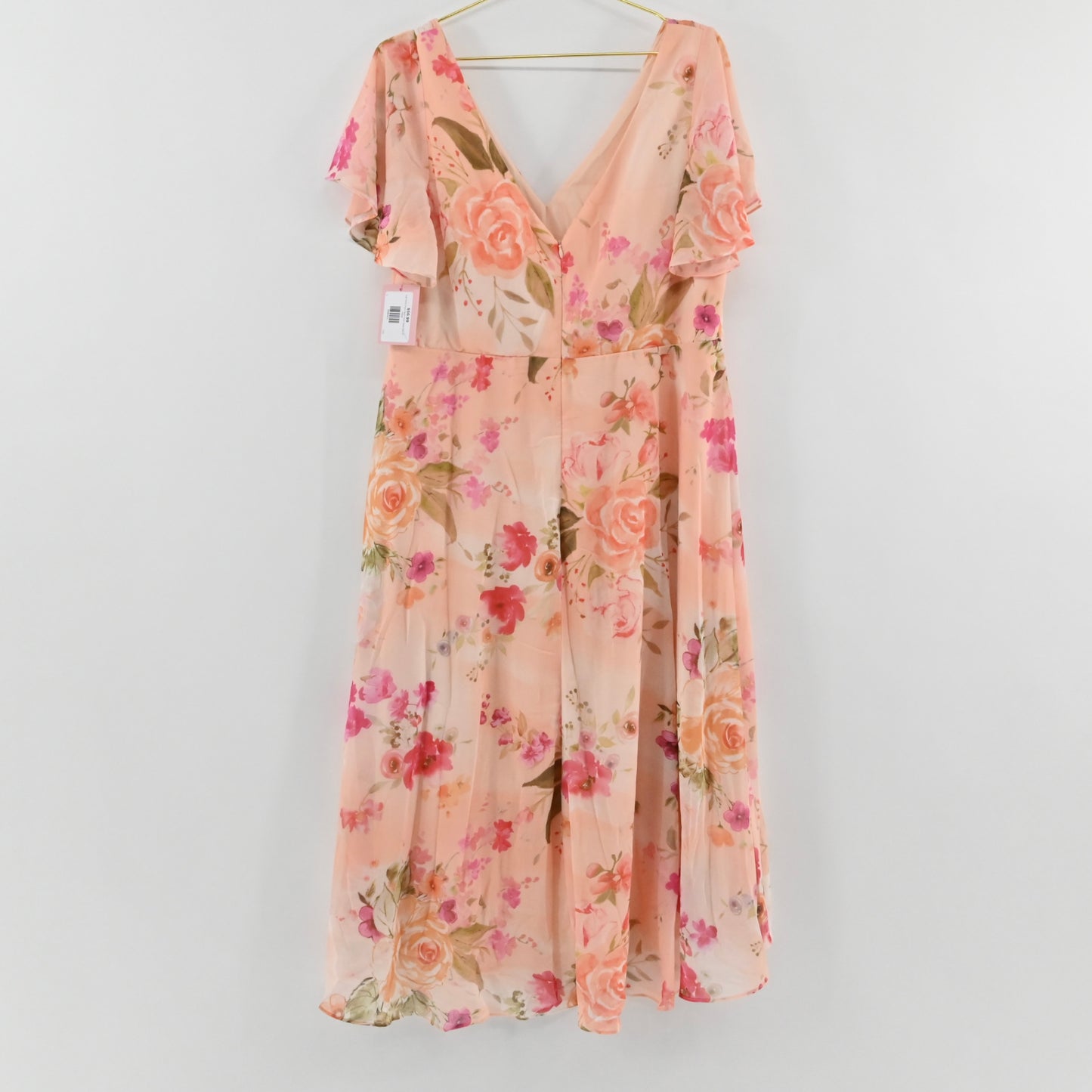 Ever Pretty Flowy Peach Floral Dress Size 20
