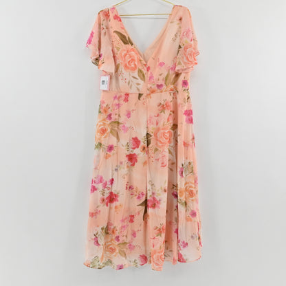 Ever Pretty Flowy Peach Floral Dress Size 20