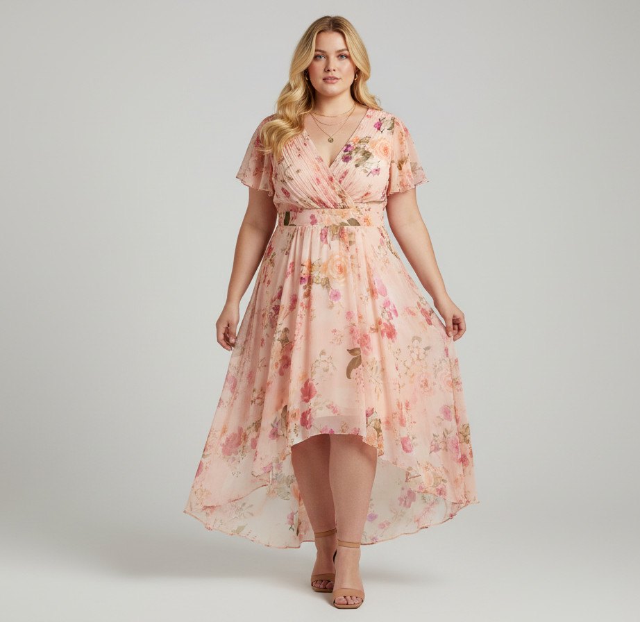 Ever Pretty Flowy Peach Floral Dress Size 20