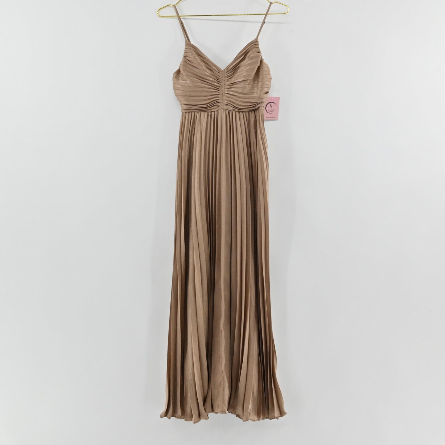 Lucyparis Gold Pleated Maxi Dress SIZE XS
