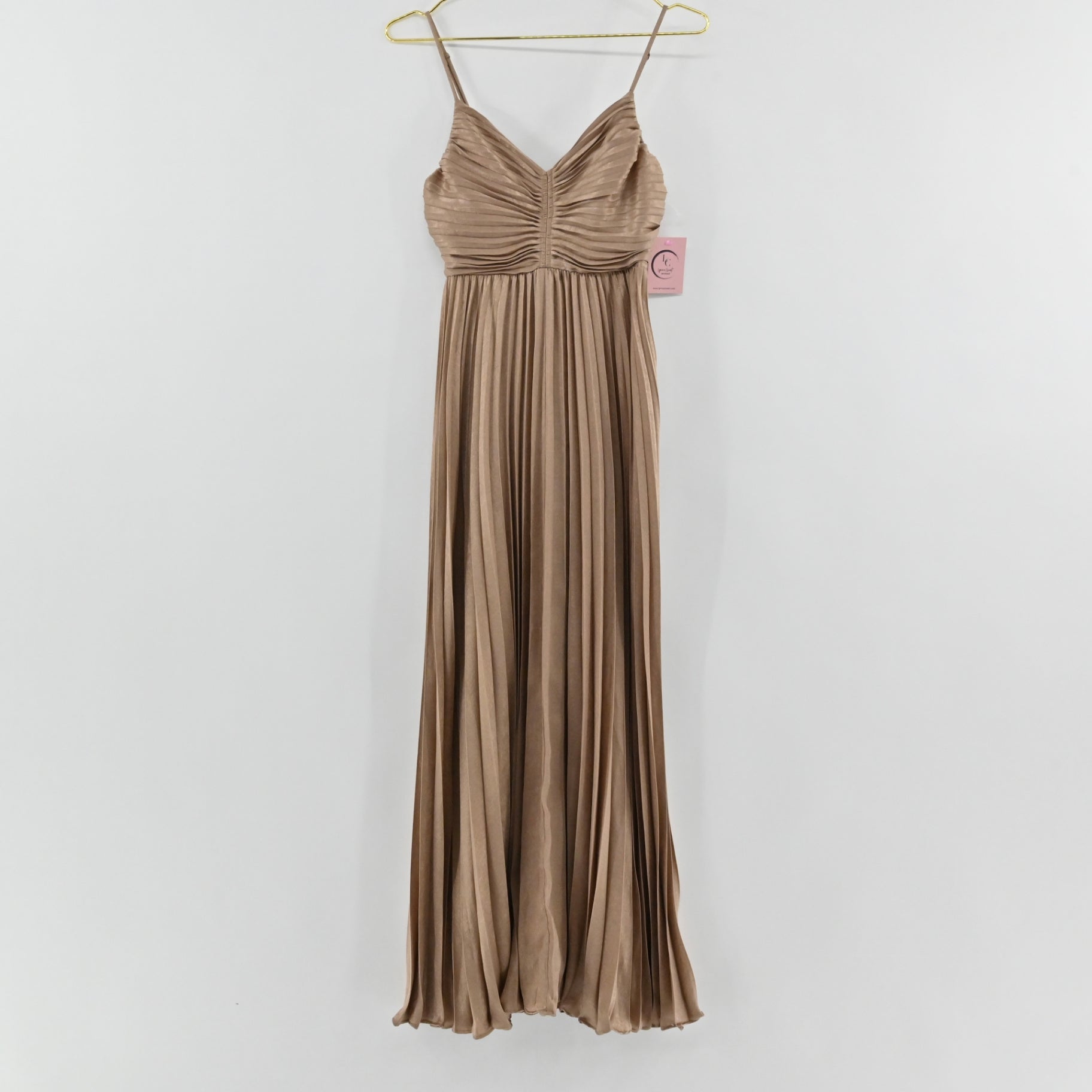 Lucyparis Gold Pleated Maxi Dress SIZE XS